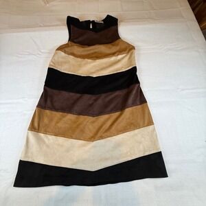 SHOW ME YOUR MUMU Faux Suede Neutral Chevron Mini Dress